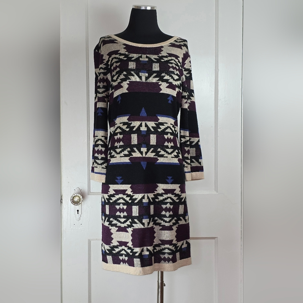Skies are Blue Southwestern Boho Sweater Dress L
